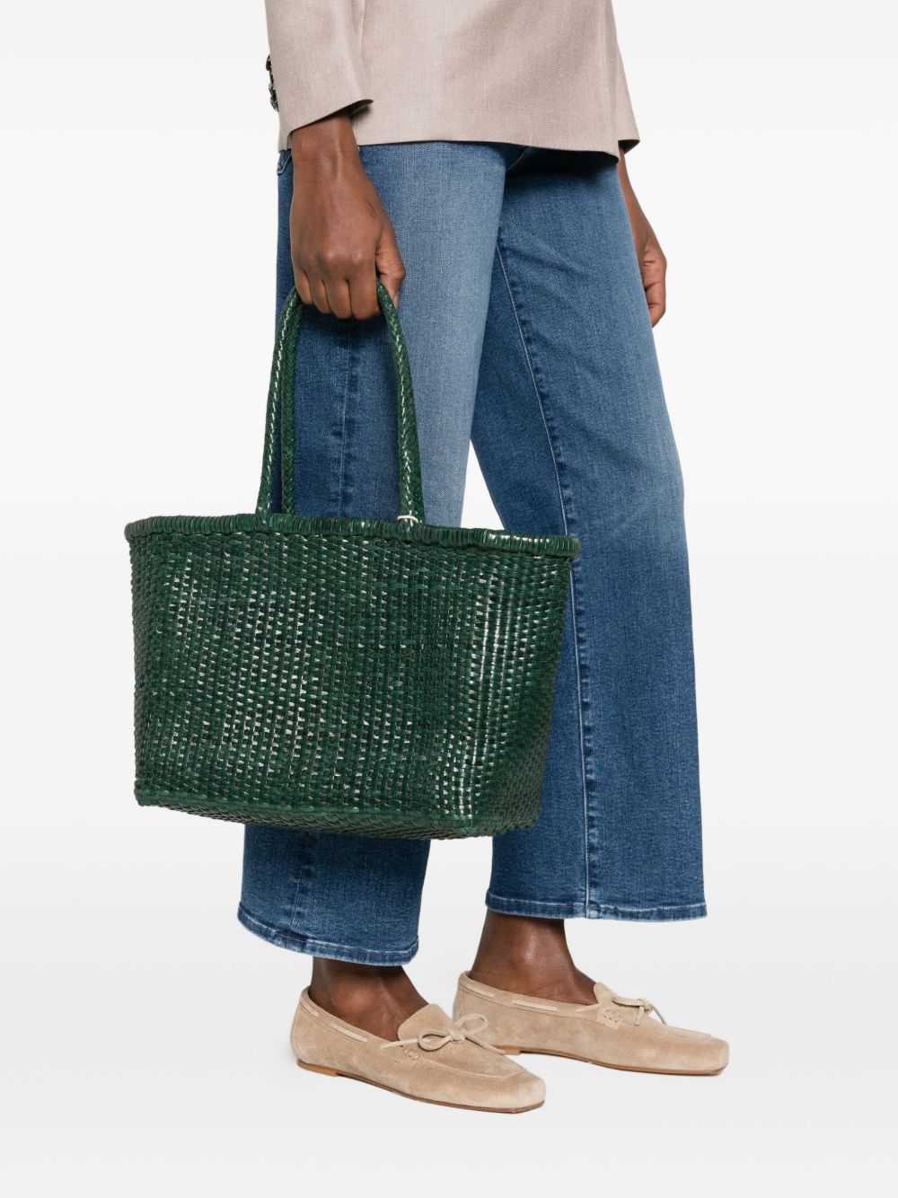 Borsa TOTE intrecciata b.weave in verde Dragon diffusion - donna 