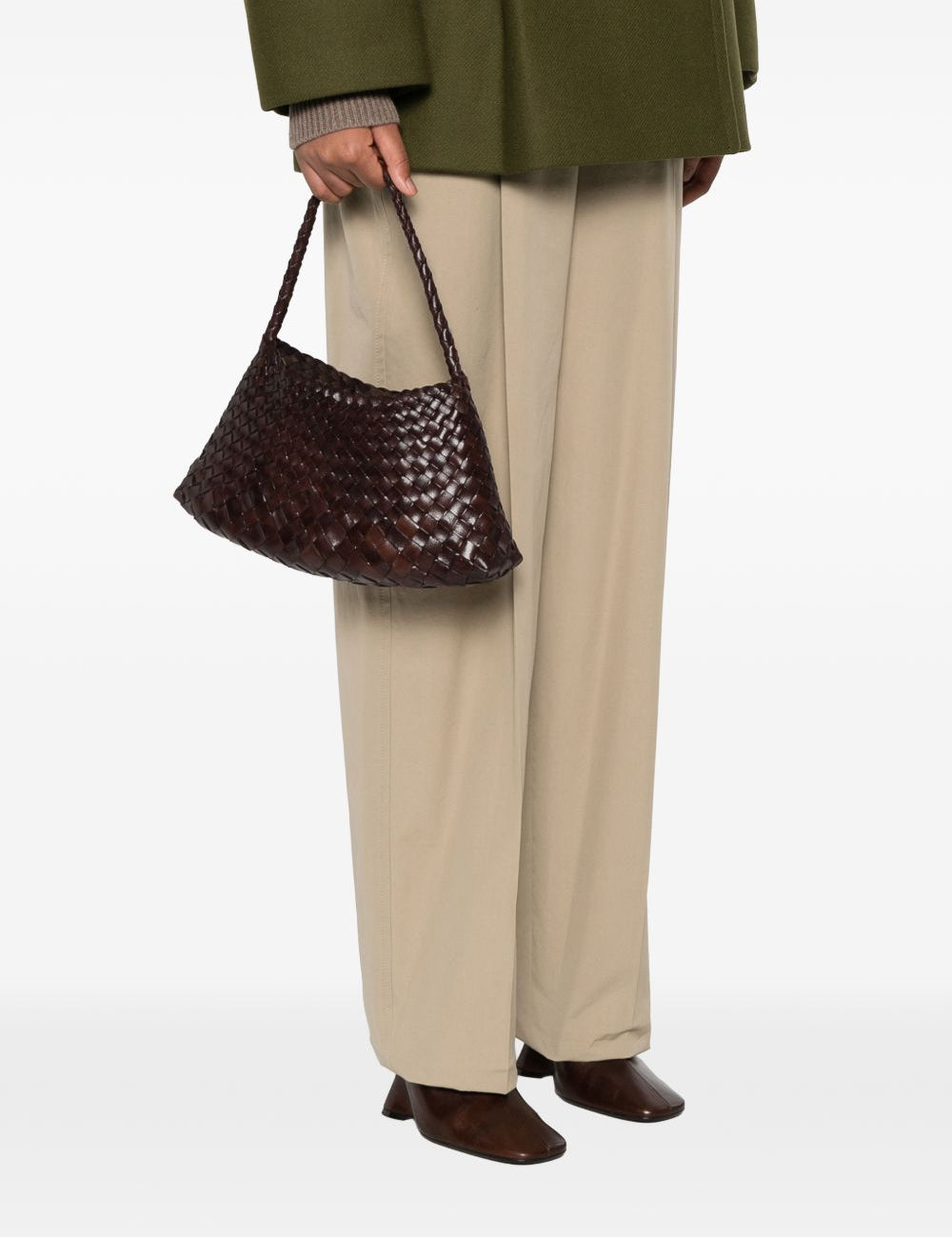 Borsa a spalla Rosanna mini Santa Croce in marrone scuro 