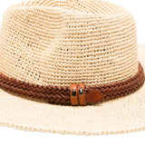 Cappello intrecciato in paglia in avorio 