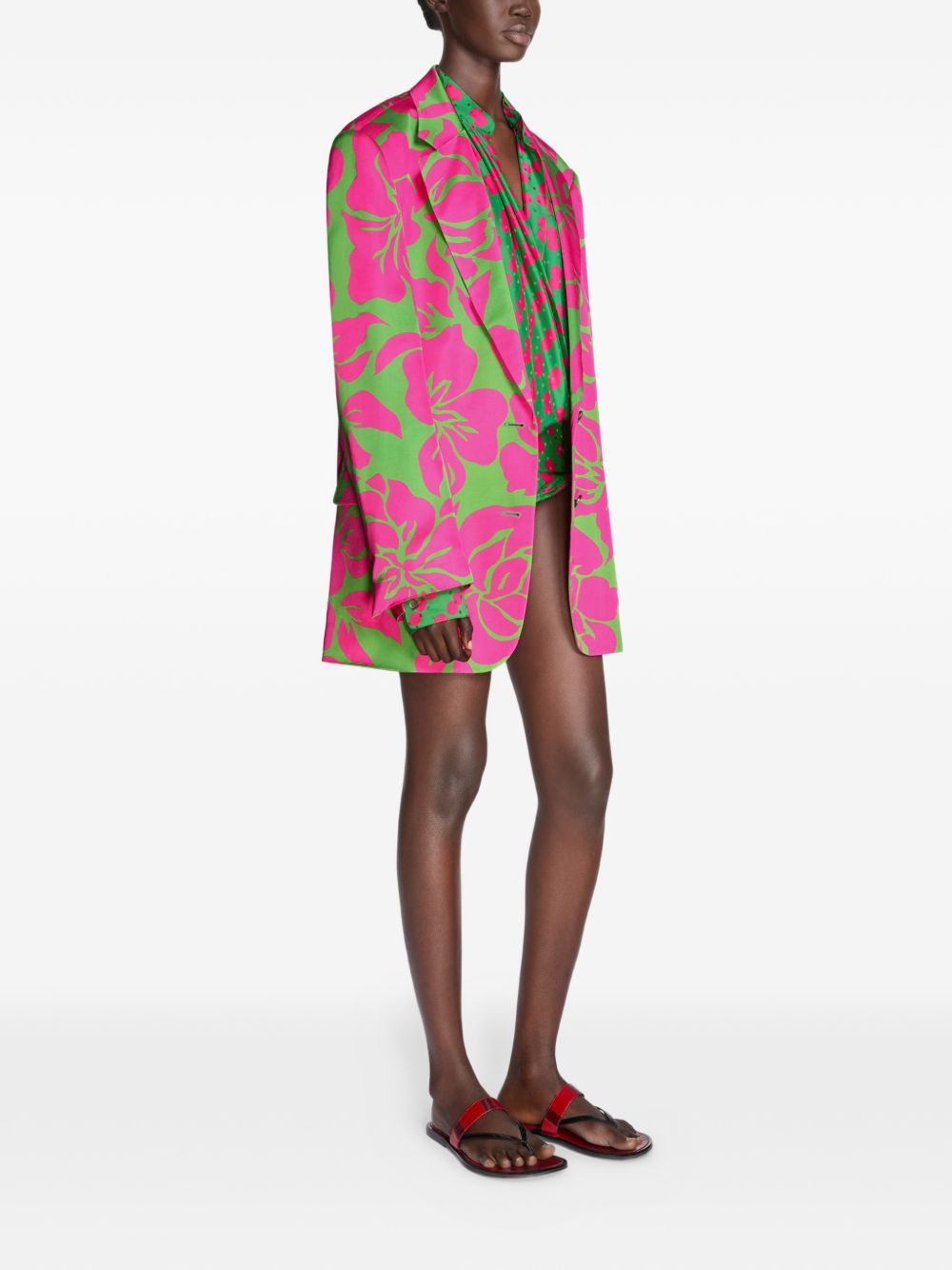 Blazer con stampa floreale bliss in verde e rosa Dries van noten - donna 