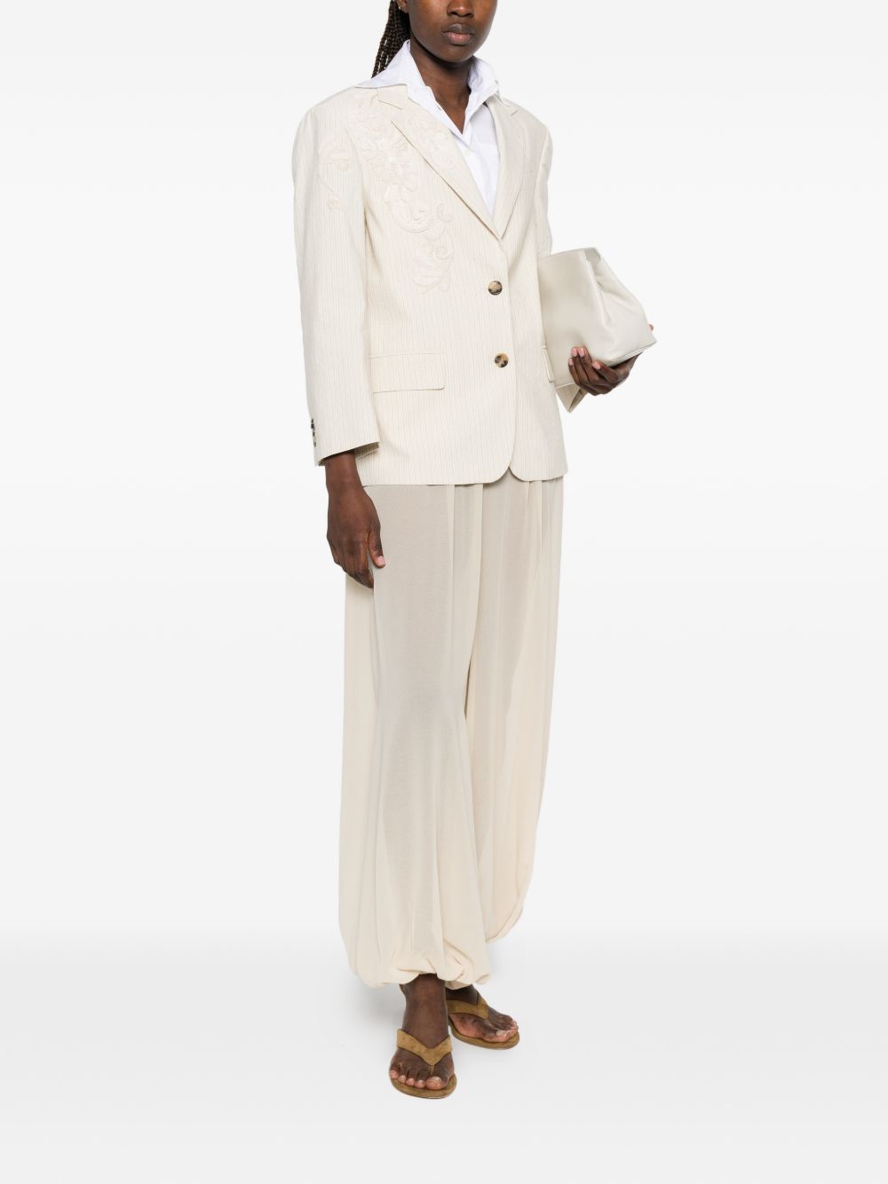Giacca monopetto con ricami floreali birdy in beige Dries van noten - donna 
