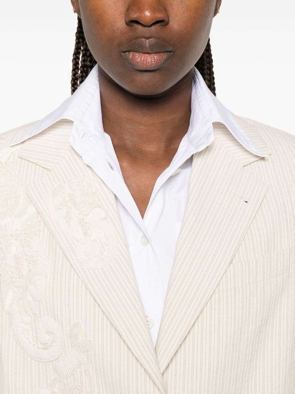 Giacca monopetto con ricami floreali birdy in beige Dries van noten - donna 