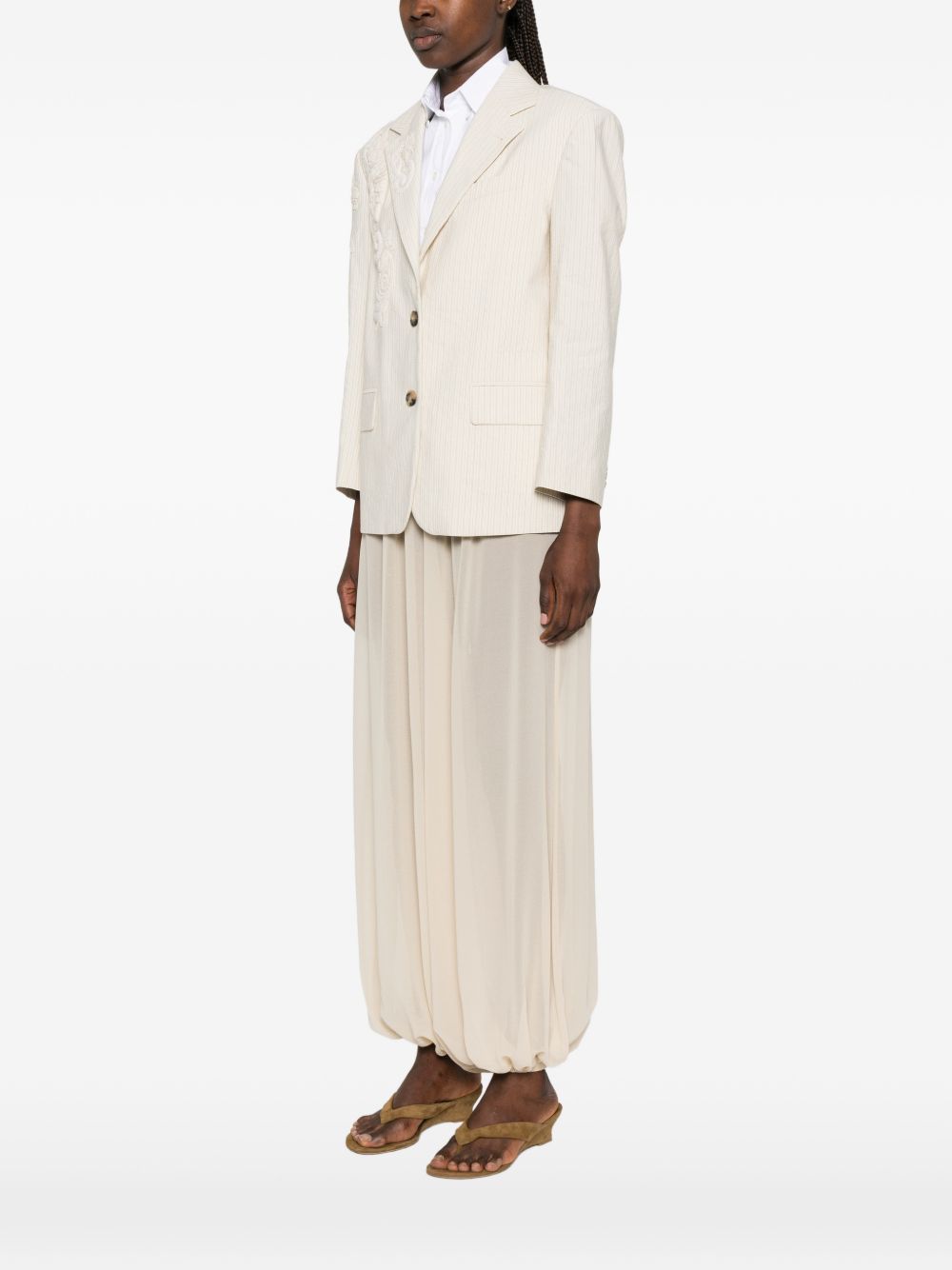 Giacca monopetto con ricami floreali birdy in beige Dries van noten - donna 