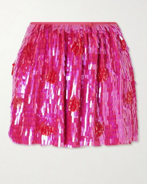 Minigonna con paillettes gabrina in rosa 