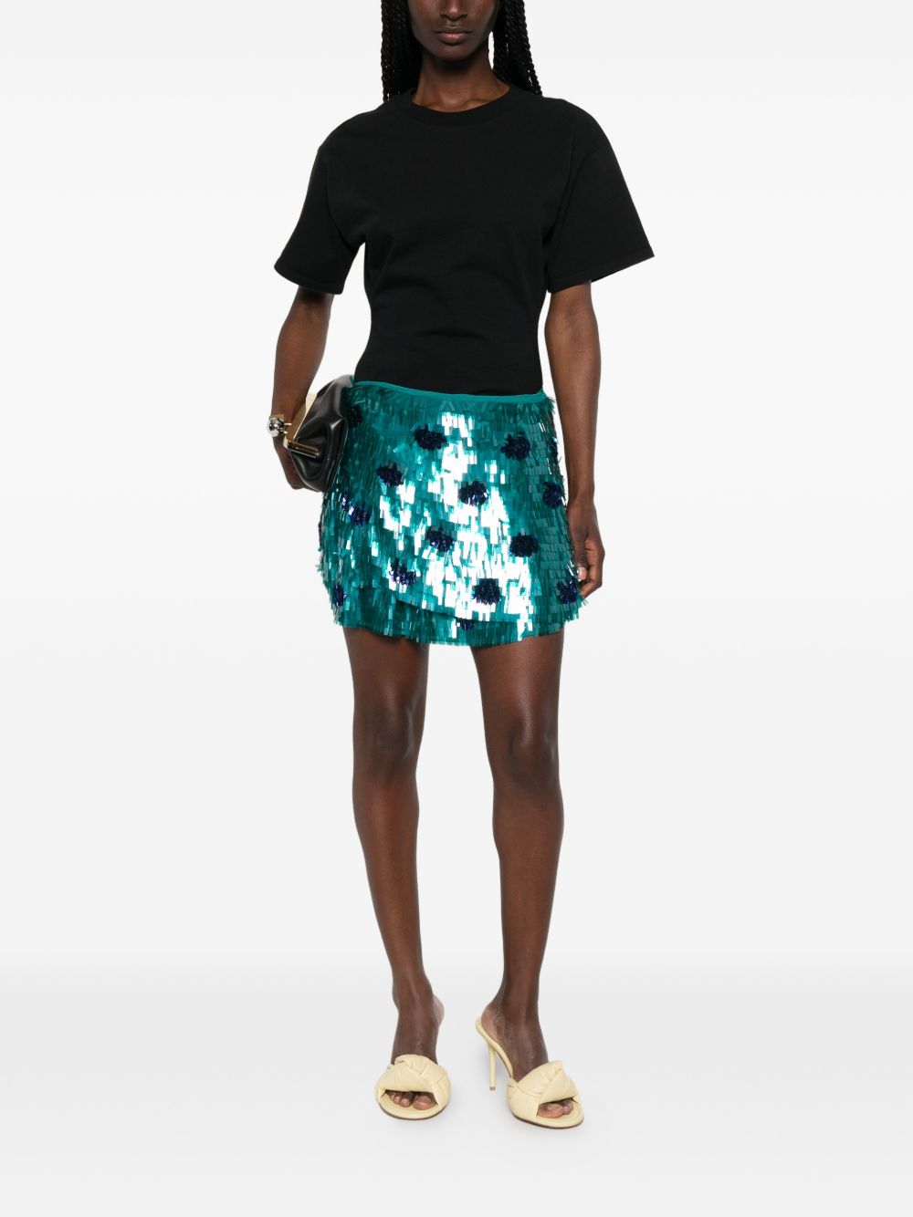 Minigonna con paillettes gabrina in verde Dries van noten - donna 