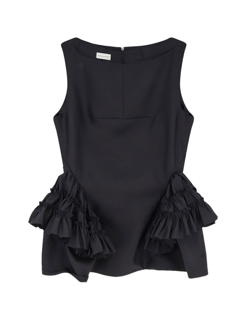 Top con volant in nero Dries van noten - donna 