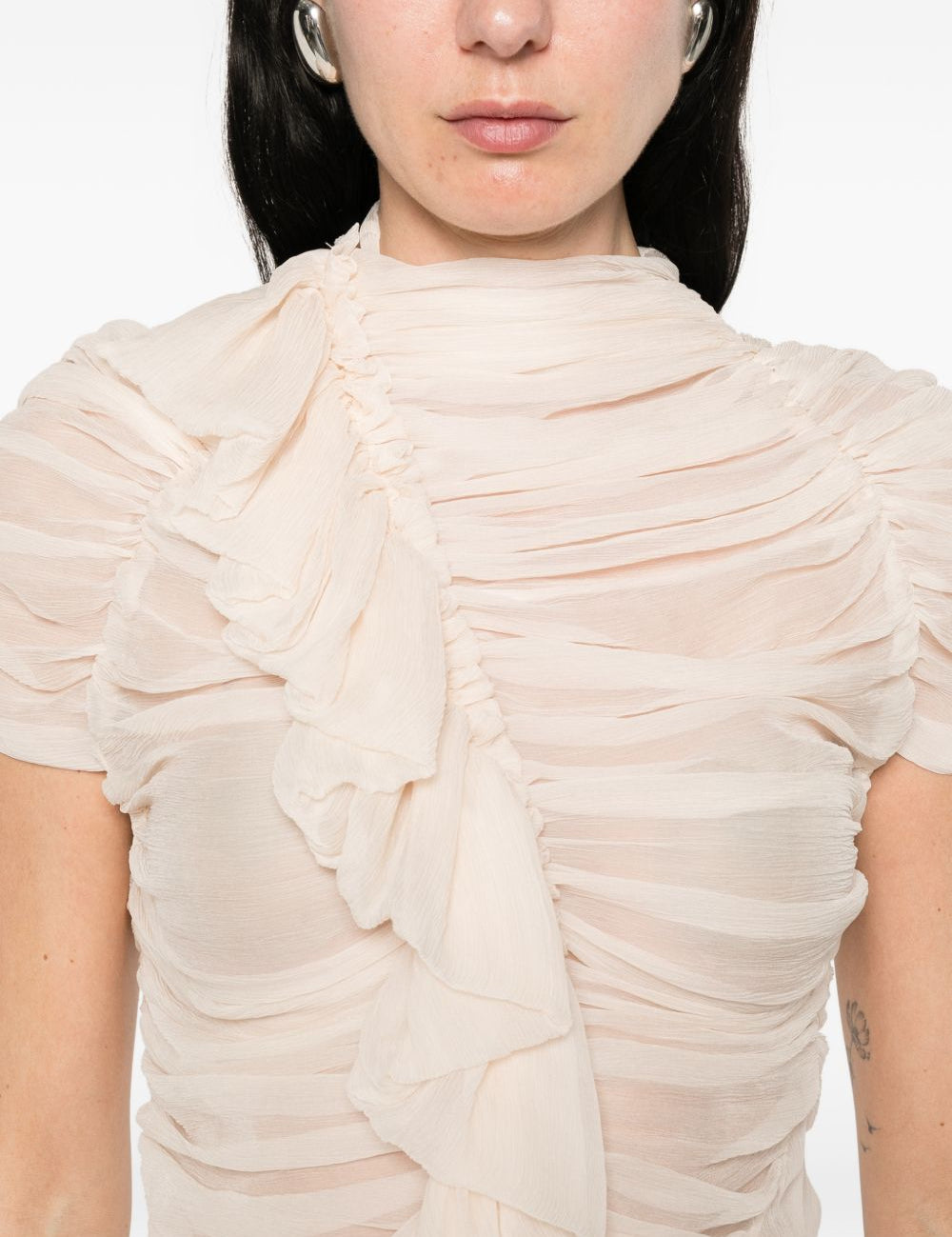 Top in seta Chuchu plissettato in rosa cipria Dries van noten - donna 