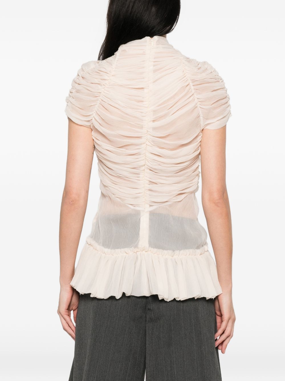 Top in seta Chuchu plissettato in rosa cipria Dries van noten - donna 