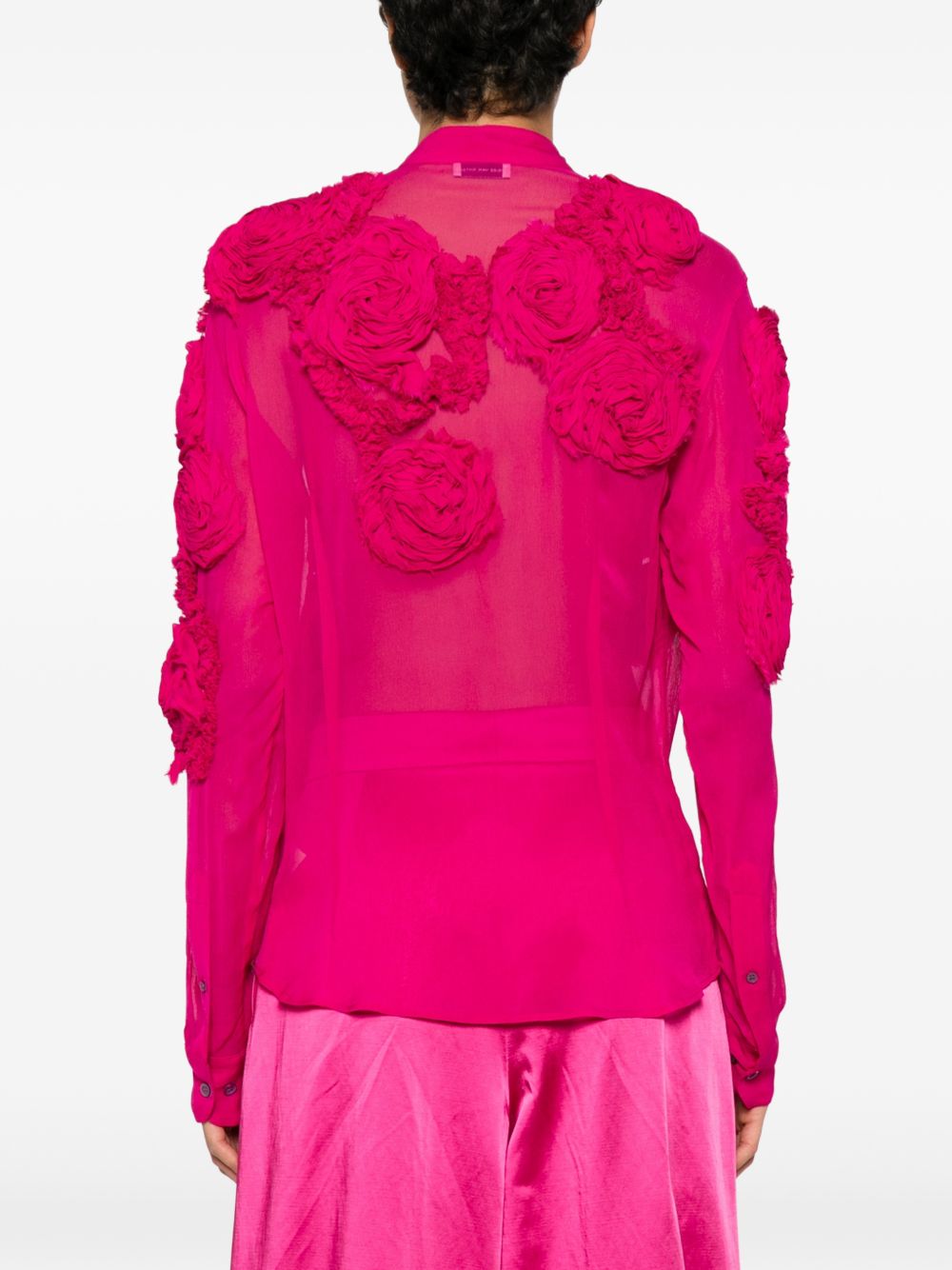 Camicia Chowsa con ricami floreali in rosa Dries van noten - donna 