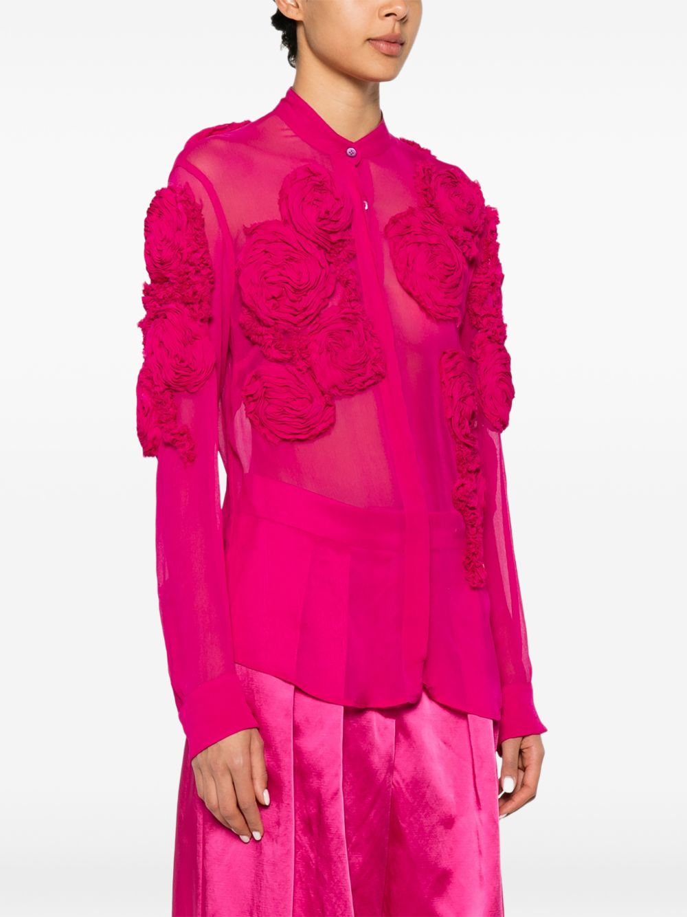 Camicia Chowsa con ricami floreali in rosa Dries van noten - donna 