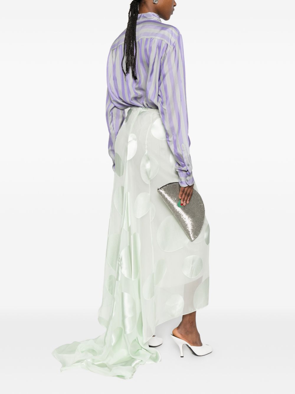 Gonna asimmetrica a pois susya in verde Dries van noten - donna 