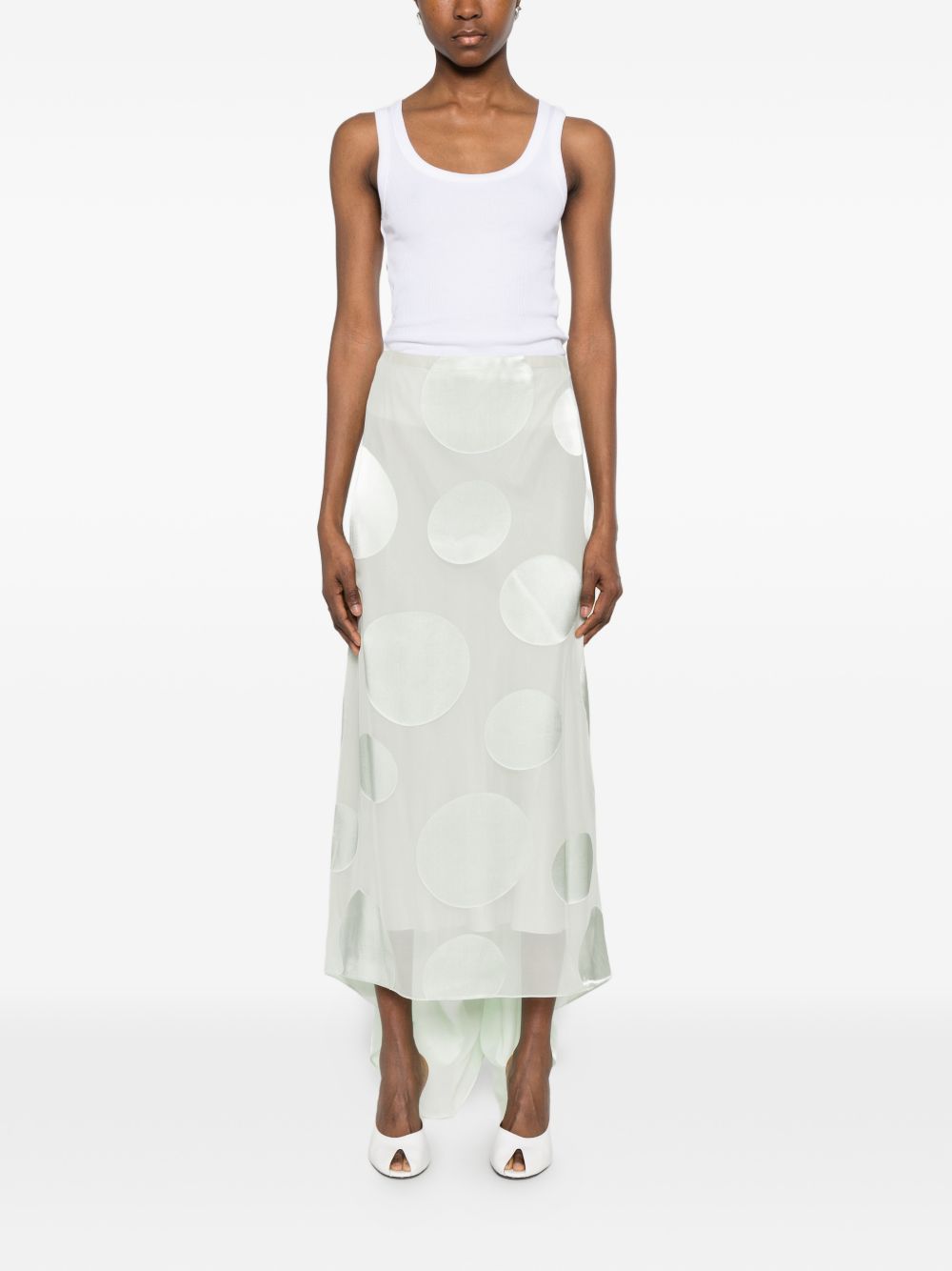 Gonna asimmetrica a pois susya in verde Dries van noten - donna 