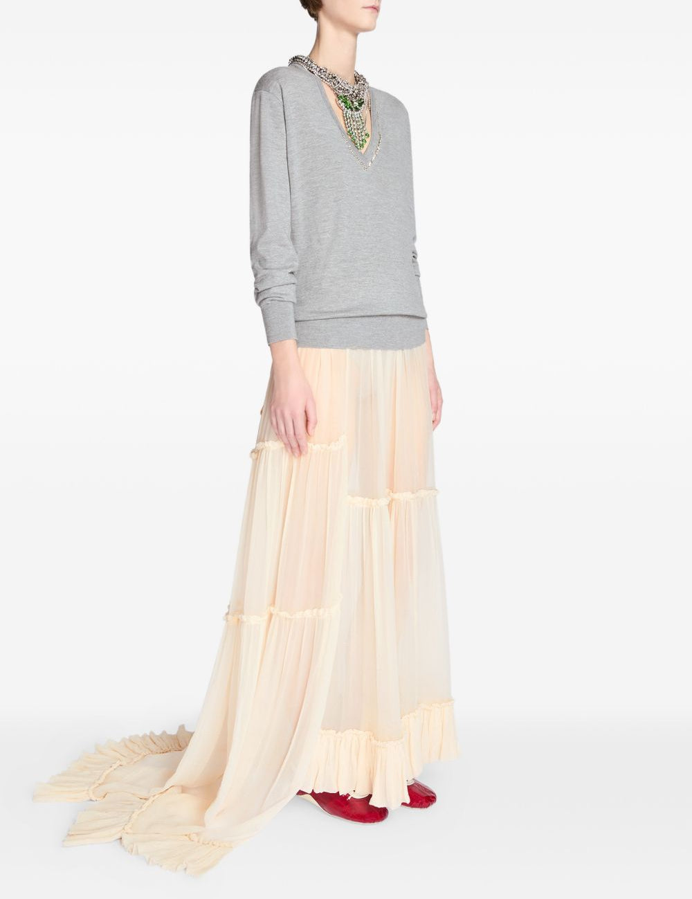 Gonna lunga asmmetrica in tulle sunia in beige Dries van noten - donna 