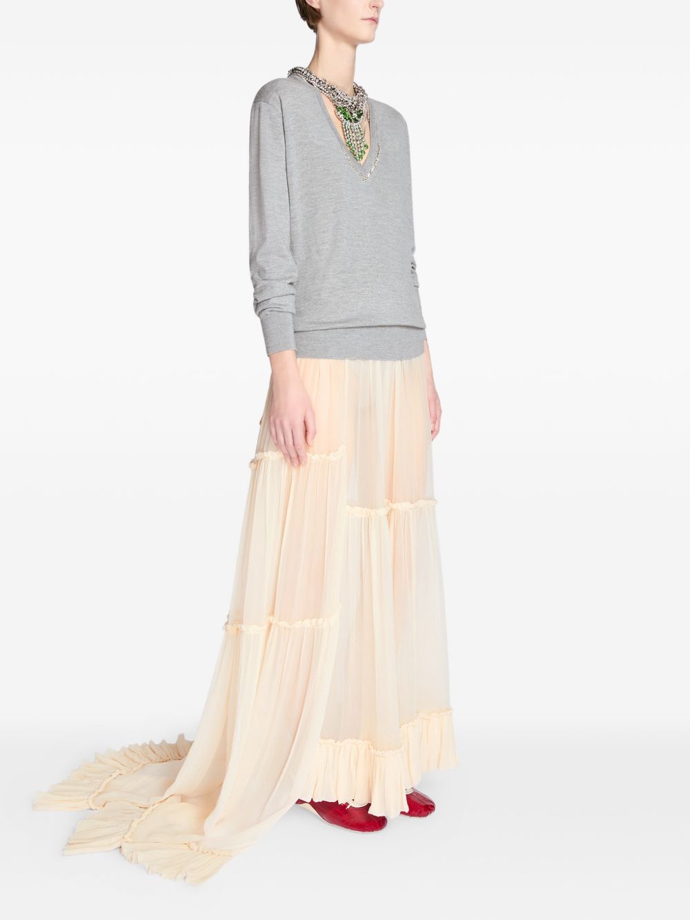 Gonna lunga asmmetrica in tulle sunia in beige Dries van noten - donna 