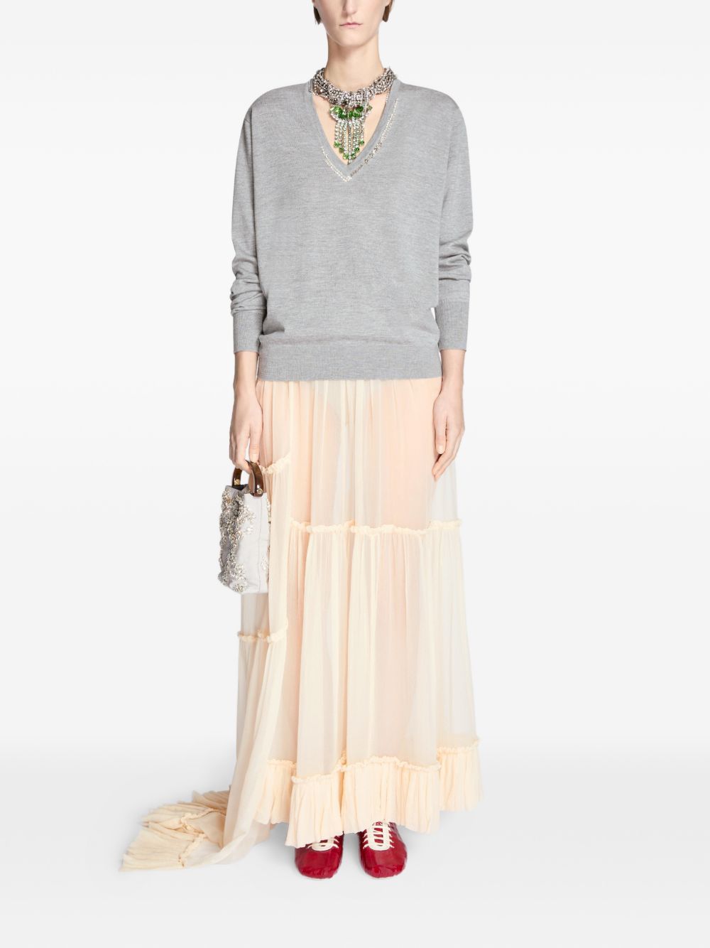 Gonna lunga asmmetrica in tulle sunia in beige Dries van noten - donna 