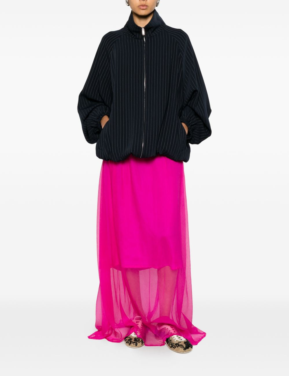 Gonna drappeggiata con volant sunia in rosa Dries van noten - donna 
