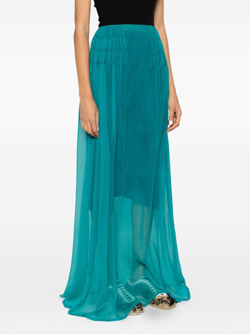 Gonna drappeggiata con volant sunia in verde Dries van noten - donna 