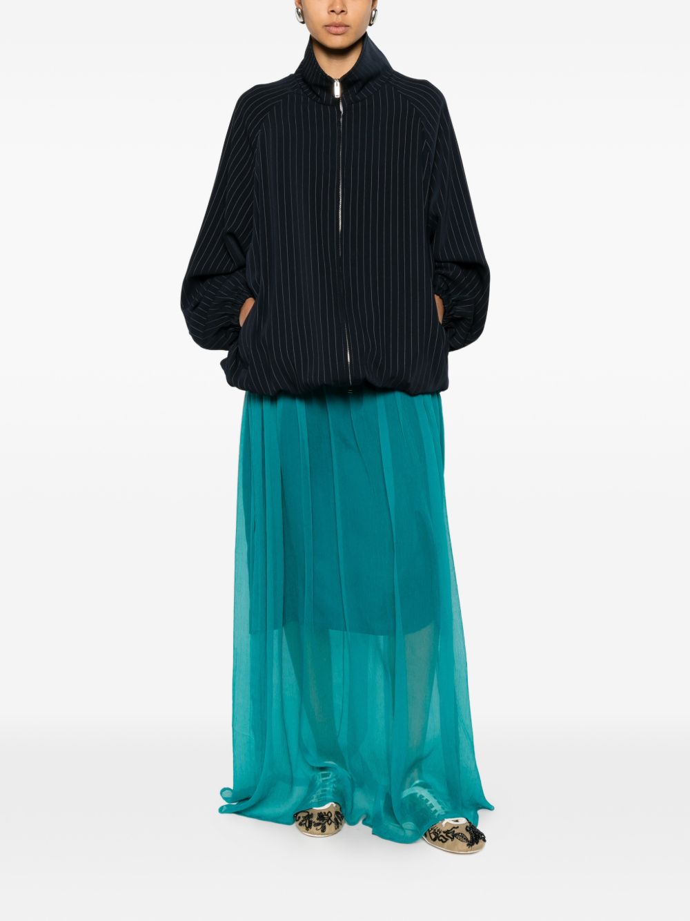 Gonna drappeggiata con volant sunia in verde Dries van noten - donna 