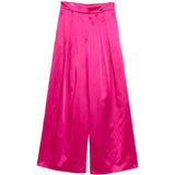 Pantaloni a gamba larga con design satinato pamploma in rosa Dries van noten - donna 