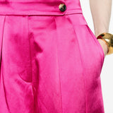 Pantaloni a gamba larga con design satinato pamploma in rosa Dries van noten - donna 