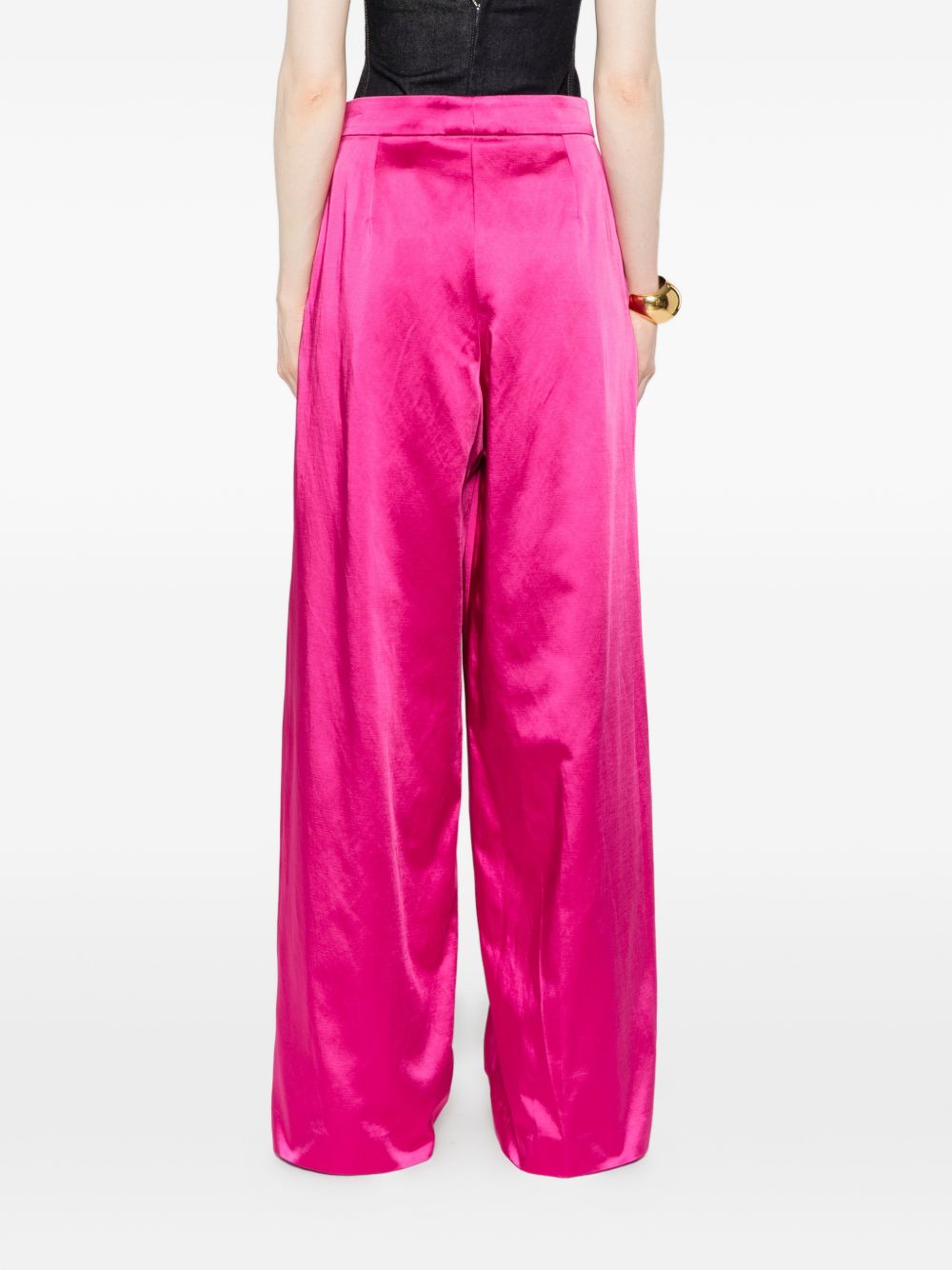 Pantaloni a gamba larga con design satinato pamploma in rosa Dries van noten - donna 