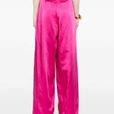 Pantaloni a gamba larga con design satinato pamploma in rosa Dries van noten - donna 