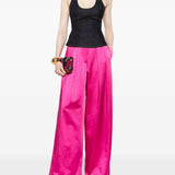 Pantaloni a gamba larga con design satinato pamploma in rosa Dries van noten - donna 