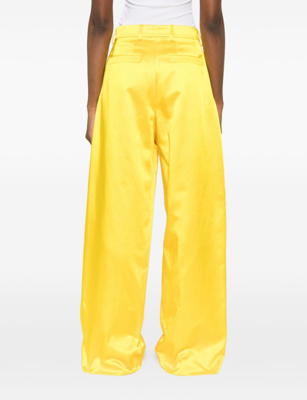 Pantaloni a gamba larga con design satinato penn in giallo Dries van noten - donna 