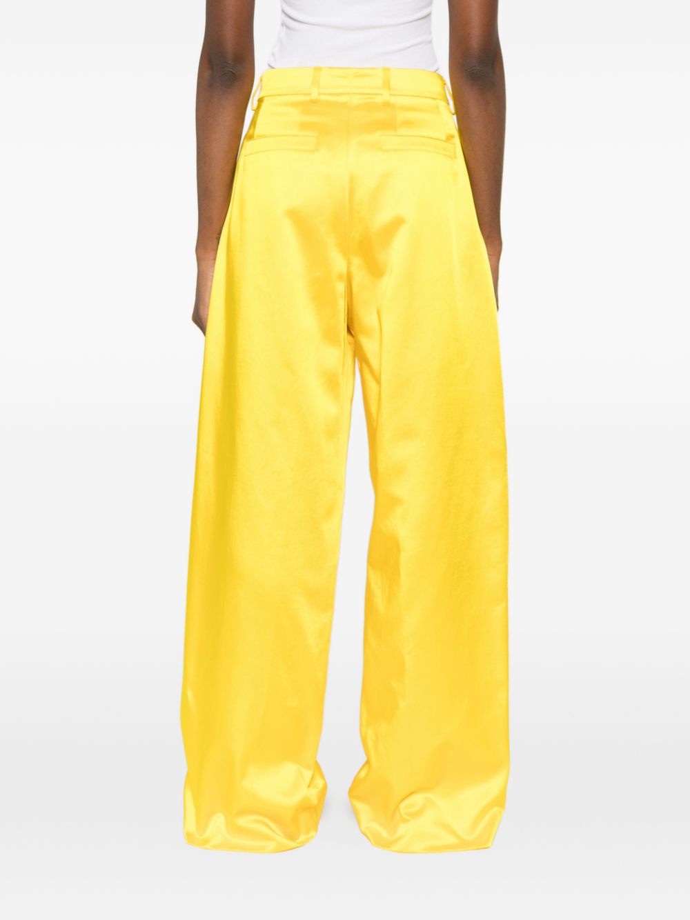 Pantaloni a gamba larga con design satinato penn in giallo Dries van noten - donna 