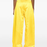 Pantaloni a gamba larga con design satinato penn in giallo Dries van noten - donna 