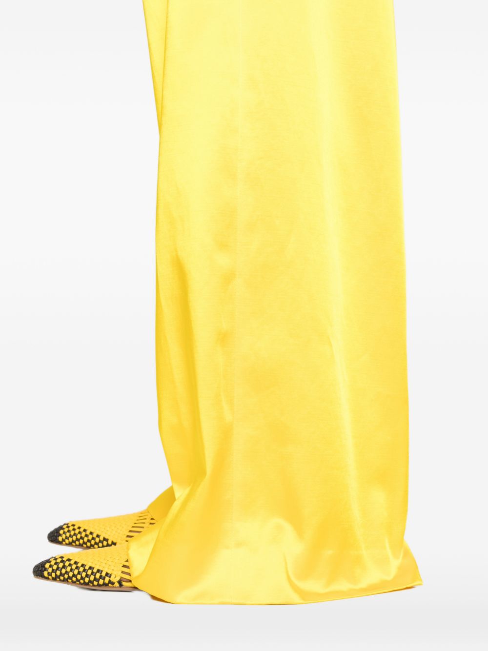 Pantaloni a gamba larga con design satinato penn in giallo Dries van noten - donna 