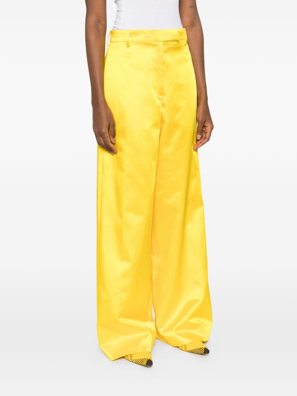 Pantaloni a gamba larga con design satinato penn in giallo Dries van noten - donna 
