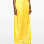 Pantaloni a gamba larga con design satinato penn in giallo Dries van noten - donna 