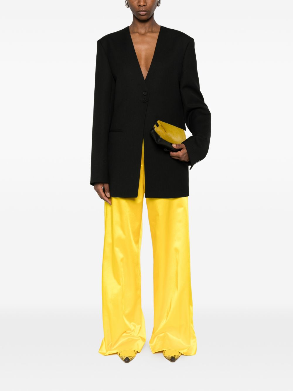Pantaloni a gamba larga con design satinato penn in giallo Dries van noten - donna 
