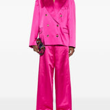 Pantaloni a gamba larga con design satinato penn in rosa Dries van noten - donna 