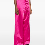 Pantaloni a gamba larga con design satinato penn in rosa Dries van noten - donna 