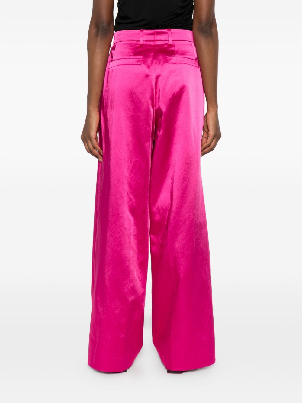 Pantaloni a gamba larga con design satinato penn in rosa Dries van noten - donna 