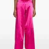 Pantaloni a gamba larga con design satinato penn in rosa Dries van noten - donna 