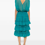 Abito midi con ruches dally in verde Dries van noten - donna 