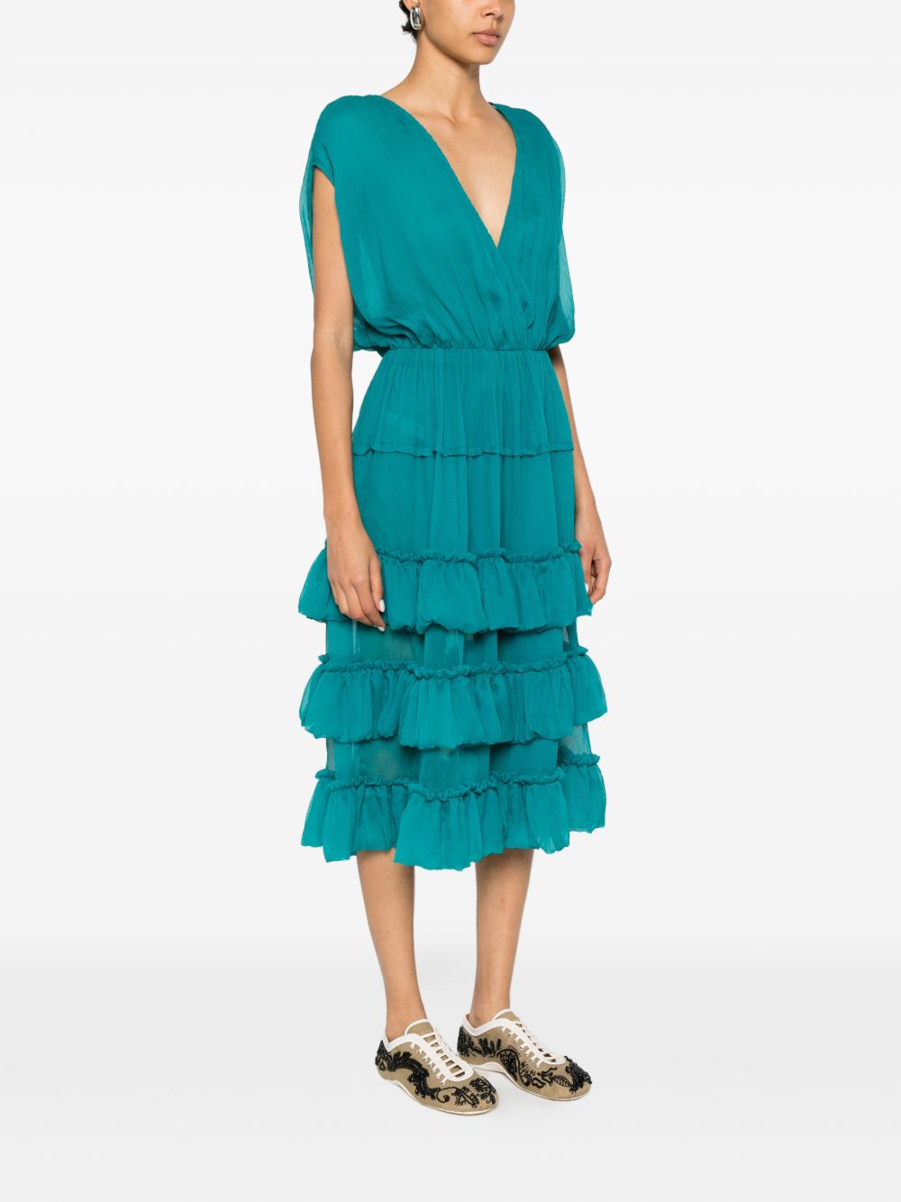 Abito midi con ruches dally in verde Dries van noten - donna 