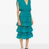 Abito midi con ruches dally in verde Dries van noten - donna 