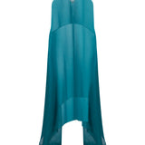 Abito in chiffon di seta drappeggiato ducy in blu 