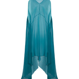 Abito in chiffon di seta drappeggiato ducy in blu 