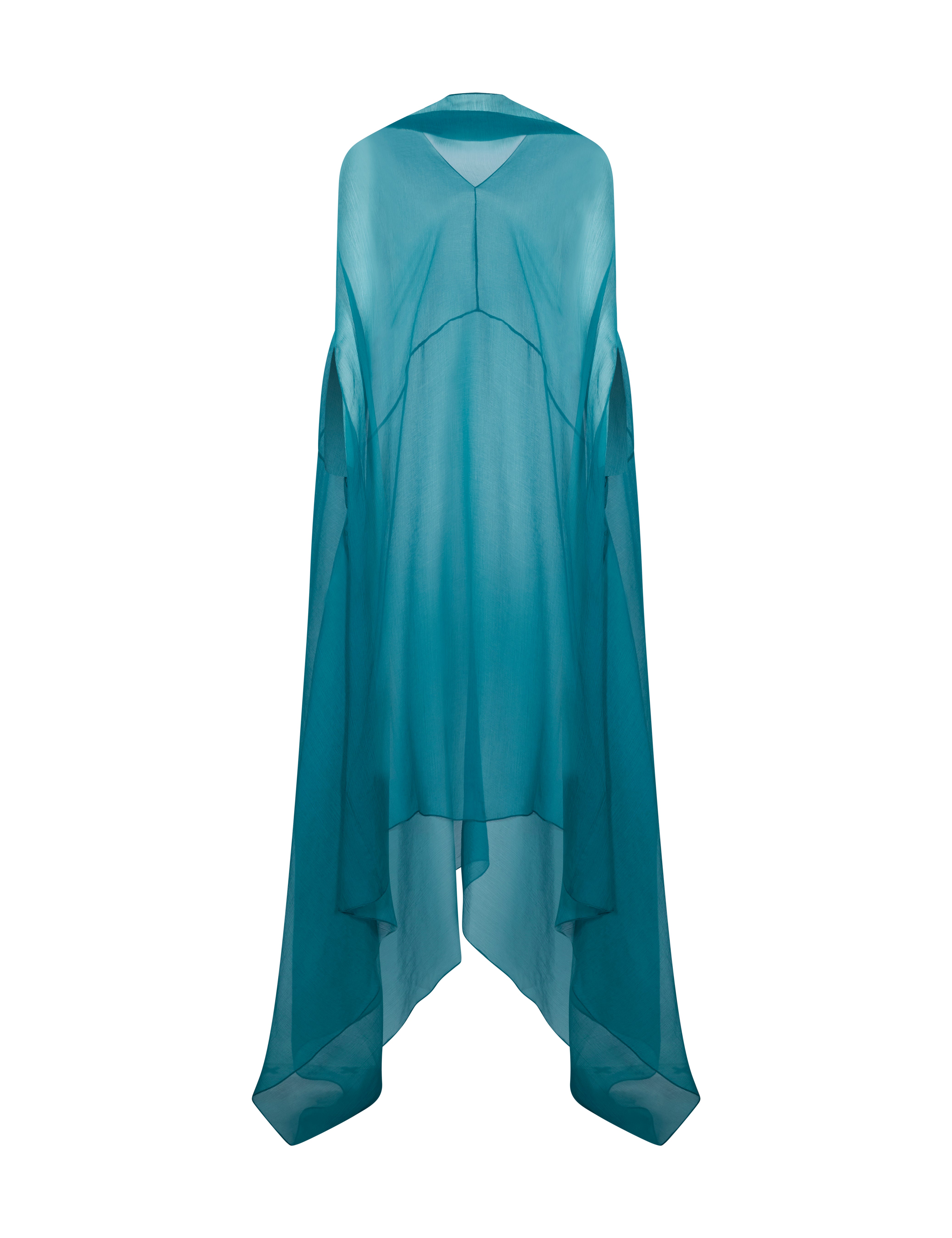 Abito in chiffon di seta drappeggiato ducy in blu 