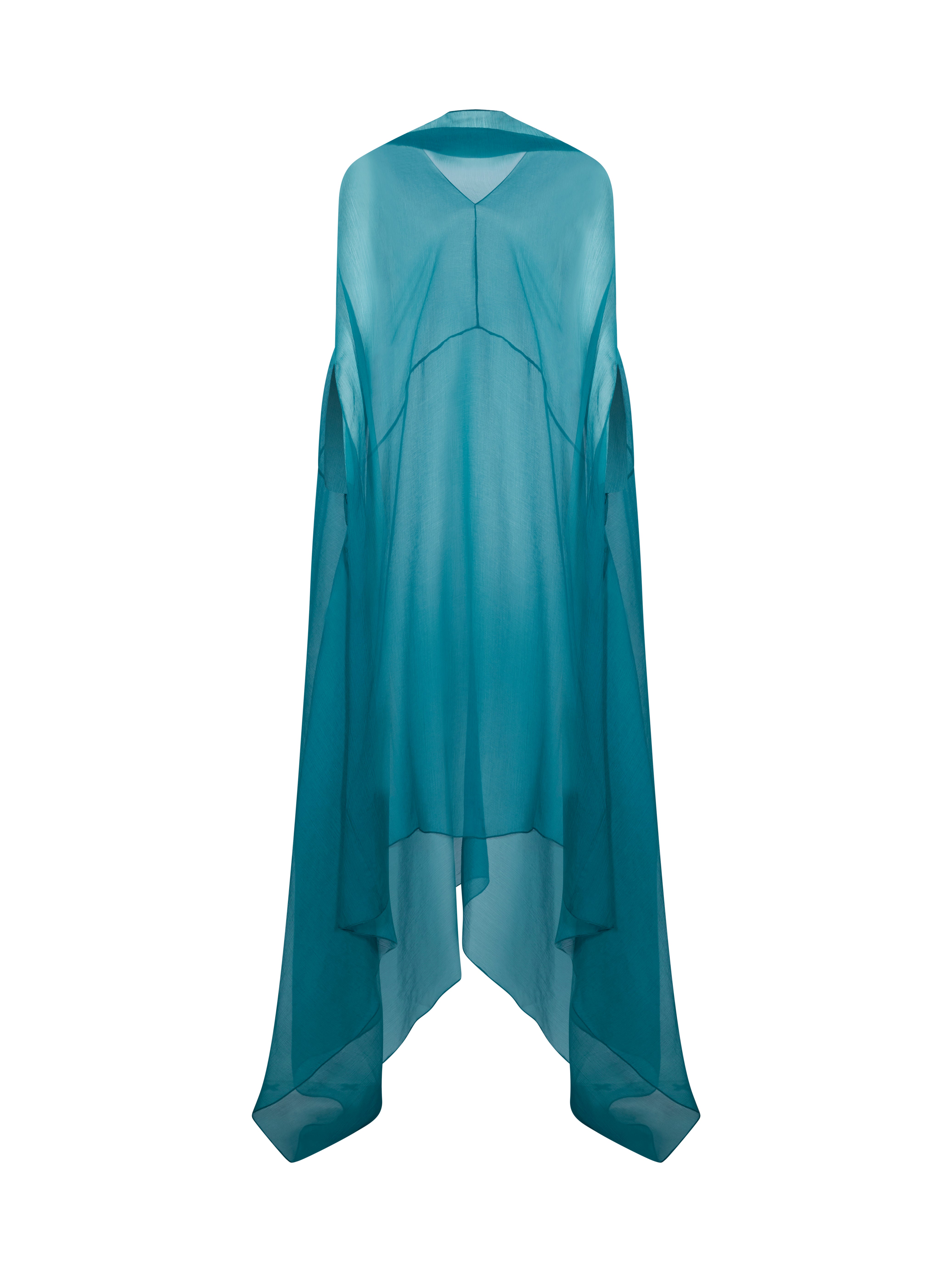 Abito in chiffon di seta drappeggiato ducy in blu 