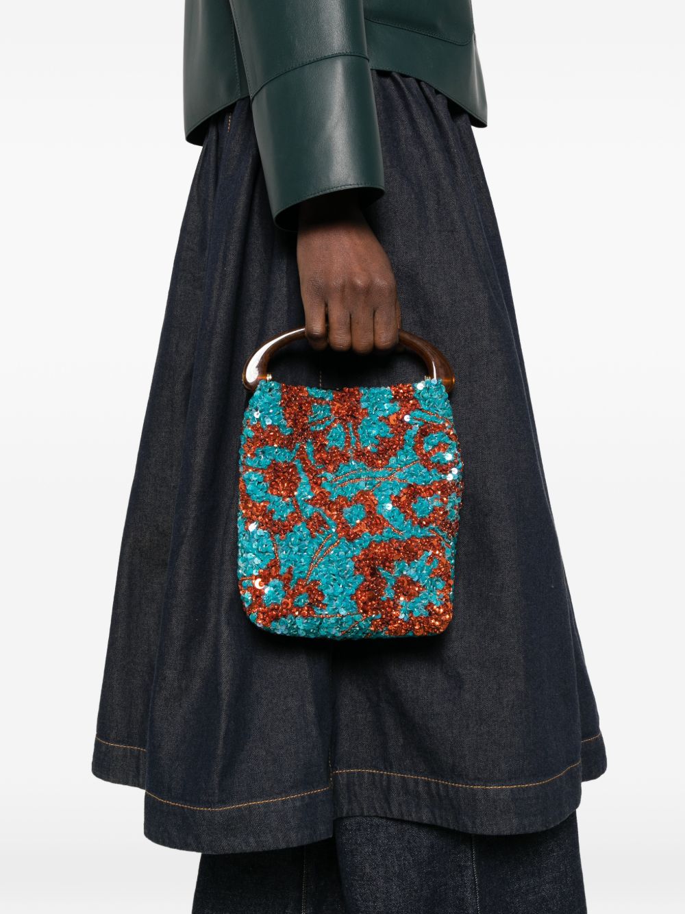 Borsa a mano con paillettes multicolore Dries van noten - donna 
