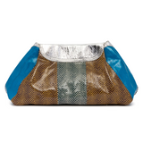 Clutch con design a pannelli multicolore 