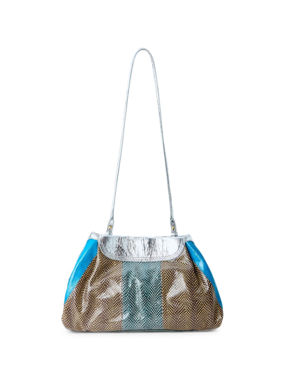 Clutch con design a pannelli multicolore 