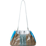 Clutch con design a pannelli multicolore 