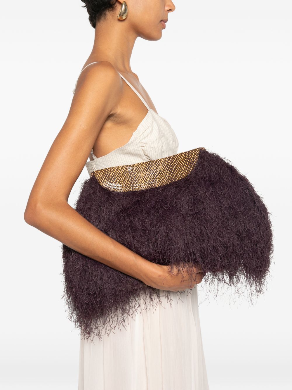 Clutch con frange in viola Dries van noten - donna 